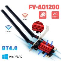 Pengecas Penerima WiFi WiFi 5 Kad Rangkaian Tanpa Wayar Dual Band 2.4G/5GHz Penyesuai WiFi PCIE Berp