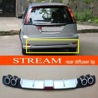 Stream ABS Plastic Silver / Black Car Rear Bumper Rear Diffuser Spoiler Lip for Honda Stream Hatchback