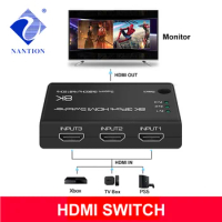 8K HDMI Switcher 3 Port 4K 120Hz V2.1 HDMI Switch Selector Hub 3 In 1 Out UHD HDR UHD 48Gbps HDCP2.3 for PS5 XBOX Series X 8KTV