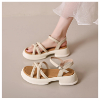 一字式厚底羅馬涼鞋（米白色/35-40碼）（下單後聯絡客服確認發貨尺碼） 