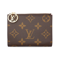 Louis Vuitton LV Portefeuille Lisa 經典Monogram帆布扣式皮夾短夾零錢袋 棕x粉色