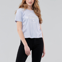 Hollister 海鷗 經典印刷文字圖案短袖T恤(女)-水藍色