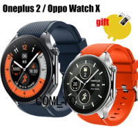 For Oneplus watch 2 / OPPO Watch X Strap Silicone Soft Smart Watch Band Belt Bracelet Screen protector film for Men Women