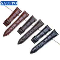 SAUPPO Suitable for Frederique Constant Watch Band First Layer Leather Pin Buckle 23mm Black and Dark Brown Men Watch Belt