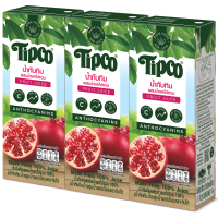 [ยกลัง] TIPCO น้ำทับทิม Pomegranate&Mixed fruits juice 100% ขนาด 200 ml. 3x8x200ml ยกลัง 24 กล่อง