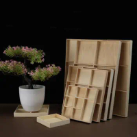Storage Wooden Box Flowerpot Wood Tray Desktop Organizer Bonsai Holder Plant Pot Stand Jewelry Display Pallet Divided Drawer