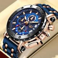 LIGE Men's Wrist Watch Business Chronograph Quartz Watch Sports Luminous Waterproof Watch for Men Big Dial Relogios Masculino
