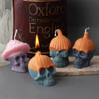 Halloween Pumpkin Skull Silicone Candle Mold Mushroom Head Ghost Aromatherapy Plaster Resin Mold Beeswax Mold Candle Making Kit
