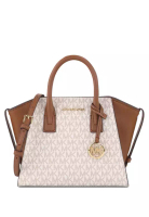 Michael Kors Avril Small Signature Top Zip Satchel - Vanilla/Brown
