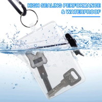 Waterproof Transparent Acrylic Card Cover Women Men Student Bus Card Holder Case Id Card Sleeve Protector With Lanyard Key Ring