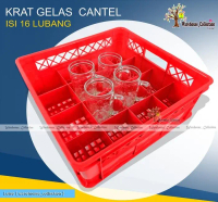 HX289 KRAT GELAS ES/ GELAS CANTEL // KRAT PLASTIK ISI 16 LUBANG// TEMPAT PENYIMPANAN GELAS GAGANG// 