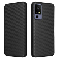 For TCL 40 SE 40R 405 Flip Case Luxury Carbon Fiber Skin Leather Wallet Book Holder Full Cover For TCL 40SE 40 R 405 Phone Bags