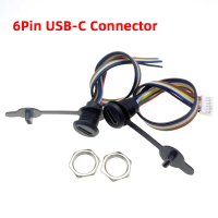 [LOD TTDXS 540] 21pcs 6Pin USB-C Connector Type-C Waterproof jack with CC1/CC2 cable PH 2.0 nut lock