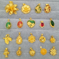 24K久不色沙金項鏈999泰國首飾珠子越南仿黃金吊墜女款