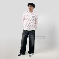 MLB LA MONOGRAM FLOCKED PINK WHITE SWEATSHIRT S