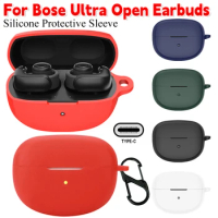 For Bose Ultra Open Earbuds Silicone Protective Case with Carabiner Anti-scratch Portable Headphone Earphone Charging Case Cover