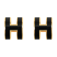 HERMES MINI POPH 圓弧型耳針式耳環(金/黑)