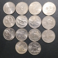 Quarter Dollar Amerika Seri Commemorative total 14 keping berbagai Tahun cetak