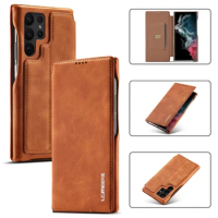 Luxury Ultra Thin Leather Case Flip Cover for Samsung S23 S22 S21 S20 FE Ultra S10 S9 S24 Plus A53 A54 A12 A22 A52 A31 A51 A71