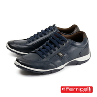 【Ferricelli】復古造型綁帶休閒鞋 海軍藍(F42530-BU) [APP下單享4%點數]