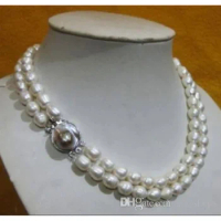 F**2 ROWS 8-10MM AKOYA WHITE BAROQUE PEARL NELACE 17-18"