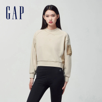 【GAP】女裝 Logo印花圓領大學T-米色(874451)