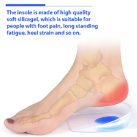 1 Pair Silicon Gel Heel Cushion Relieve Foot Pain Care Half Heel Insole Pad