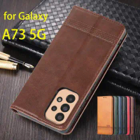 Deluxe Magnetic Adsorption Leather Fitted Case for Samsung Galaxy A73 5G / A 73 5G Flip Cover Protective Case Capa Fundas Coque