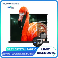 Wupro Electric Floor Rising Screen Soft Matte Gary 92-120 inch For Ultra Short Throw Projector ALR CLR Anti-Light Thin Screen