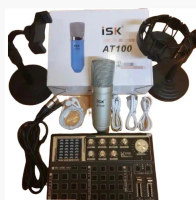 Bộ Mic ISK AT100 và SoundCard K300 ProMax dùng Thu Âm Livestreamm,hát Karaoke online