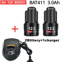 for BOSCH 12V 3.0Ah BAT411 Replacement Battery Bosch 12V Battery BAT412A BAT413A D-70745GOP 2607336013 2607336014 PS20-2