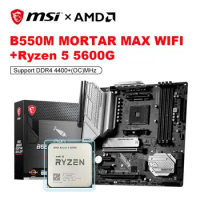 AMD Ryzen 5 5600G R5 5600G CPU+MSI MAG B550M MORTAR MAX WIFI Motherboard 3.9GHz Six-Core Twelve-Thread AMD Socket AM4 placa mae