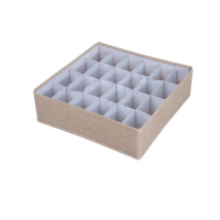 內衣收納盒（24格--【無蓋/襪子盒】卡其色） 