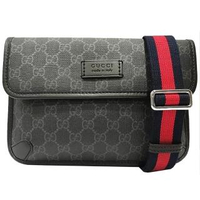 【GUCCI 古馳】598113 Supreme GG belt bag 斜背/腰包(黑灰色)