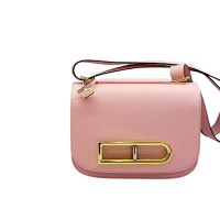 展示品 近全新DELVAUX 經典LINGOT SMALL 金扣豆腐包間背/斜背(限定春櫻粉/小牛皮)