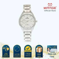 Mirage Jam Tangan Pria Analog 8802 M Silver Original Stainless Plat Putih