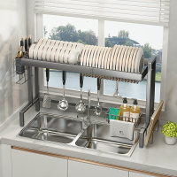 槍灰水槽置物架可伸縮廚房洗碗槽水池上瀝水架臺面碗盤筷碟收納架