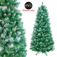 摩達客 耶誕-6尺/6呎-180cm彈簧摺疊豪華松針混葉刷雪白頭綠色聖誕樹(組裝便利/本島免運費)