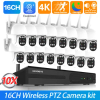 4K 8MP 16CH Wifi PTZ IP Camera System 10X Zoom Dual Lens Wireless Auto Tracking Surveillance Camera 