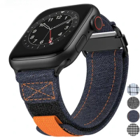 Canvas Sport Strap for Apple Watch Ultra 49mm Loop Nylon Band for IWatch Series 8 7 6 SE 45mm 44mm 42mm 41mm 40mm 38mm Bracelet