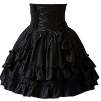 ยุคกลาง Victorian Retro กระโปรง Gothic เอว Lolita พัฟหลายชั้นเค้ก COS