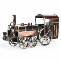 復古蒸汽火車頭模型 鐵藝工藝 品歐式創意家居飾品金屬工業風擺件