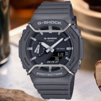 【CASIO 卡西歐】G-SHOCK 金屬防護 霧面時尚八角雙顯腕錶 母親節 禮物(GA-2100PTS-8A)