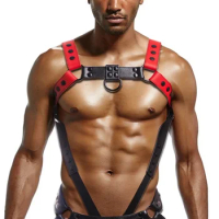 Leather Fetish Gay Clothing for Sex Rave Sexual Chest Men Harness Belts Adjustable BDSM Gay Body Bondage Cage Harness Lingerie