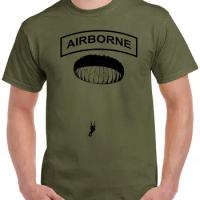 Airborne T-Shirt Black Ink Paratrooper 82nd Fashion Casual Print T Shirt Human Race Hip Hop Clothing Cotton Short Sleeve T Shirt
