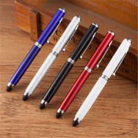 1 Pieces 4 in 1 Touch Screen Capacitive Metal Ballpoint Pens Stylus with LED light Laser Pointer Office School Business Supplies