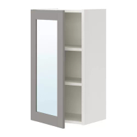 ENHET 單門鏡櫃, 白色/灰色 框架, 40x32x75 公分