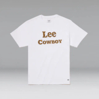 【Lee 官方旗艦】男裝 短袖T恤 / COWBOY刺繡 氣質黑 舒適版型(LB302017K14)