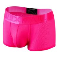 Fashion Fluorescent Color Men's Underwear Sporty Breathable Mesh Boxer Briefs Sexy Transparent Male Underpants Boxer Shorts