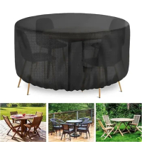 Waterproof Round Patio Furniture Cover, Round Patio Table &amp; Chair Set Cover, Outdoor Patio Furniture Cover